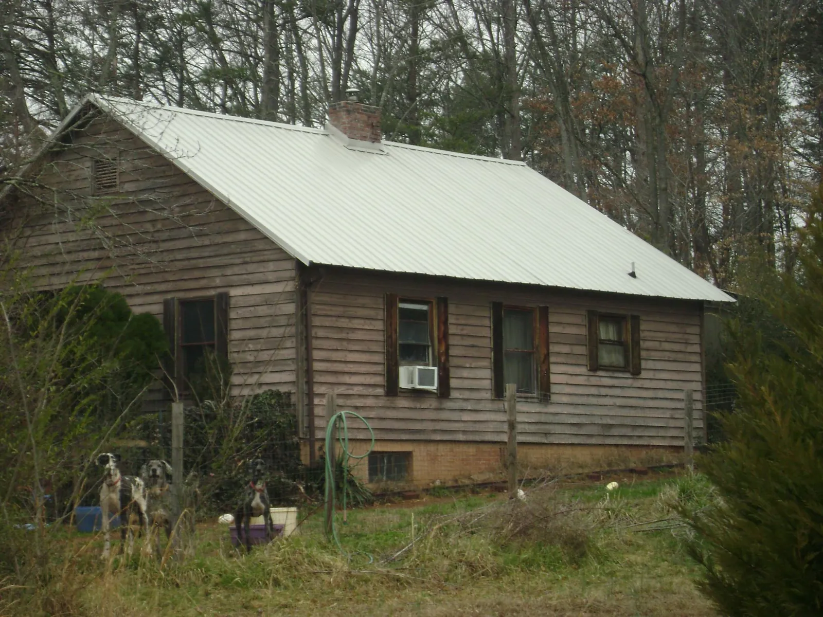 White metal roof on an old wood sided farmhouse, from a Metal Roof Installation job in Delia